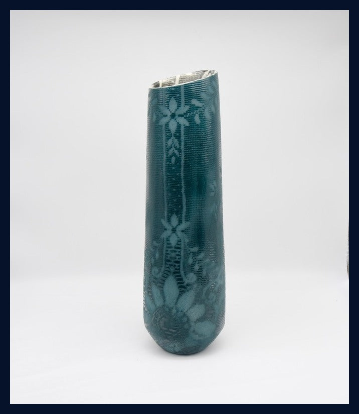 Tall Sculptural Ceramic Vessel by Lesley Farrell (teal) 17