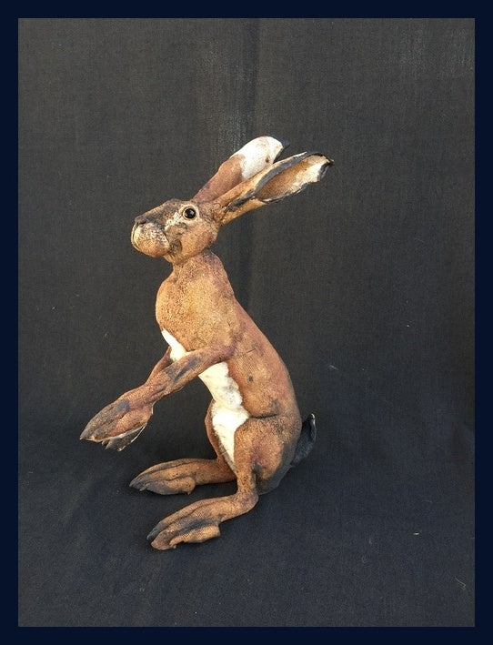 Small Hare 1: Stoneware Sculpture by Elaine Peto