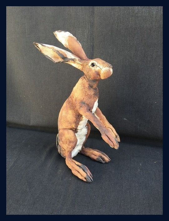 Small Hare 2: Stoneware Sculpture by Elaine Peto