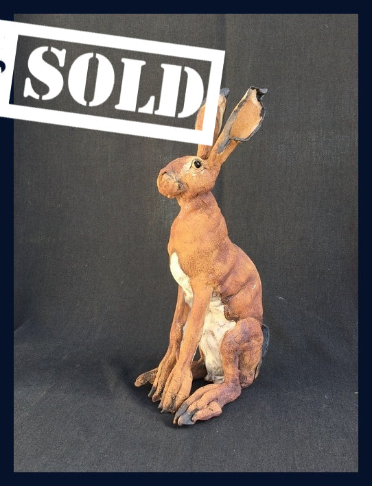 SOLD Small Hare 3: Stoneware Sculpture by Elaine Peto