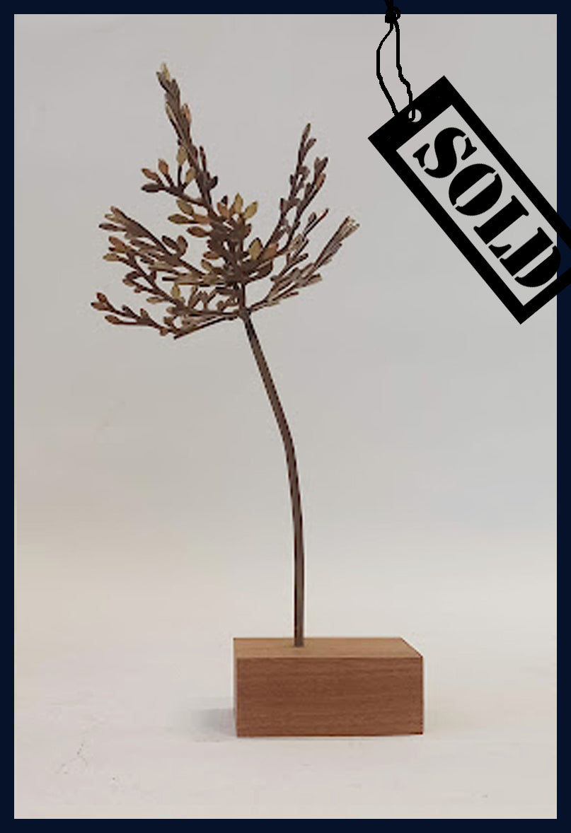 SOLD - Small Swept Tree: Metal & Wood Sculpture by David Mayne