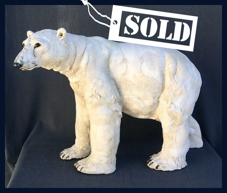 SOLD - Polar Bear: Stoneware Sculpture by Elaine Peto