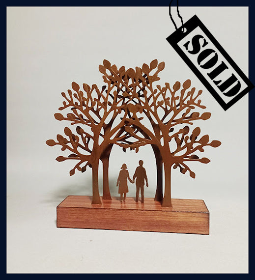 SOLD Tree Tunnel: Metal & Wood Sculpture by David Mayne