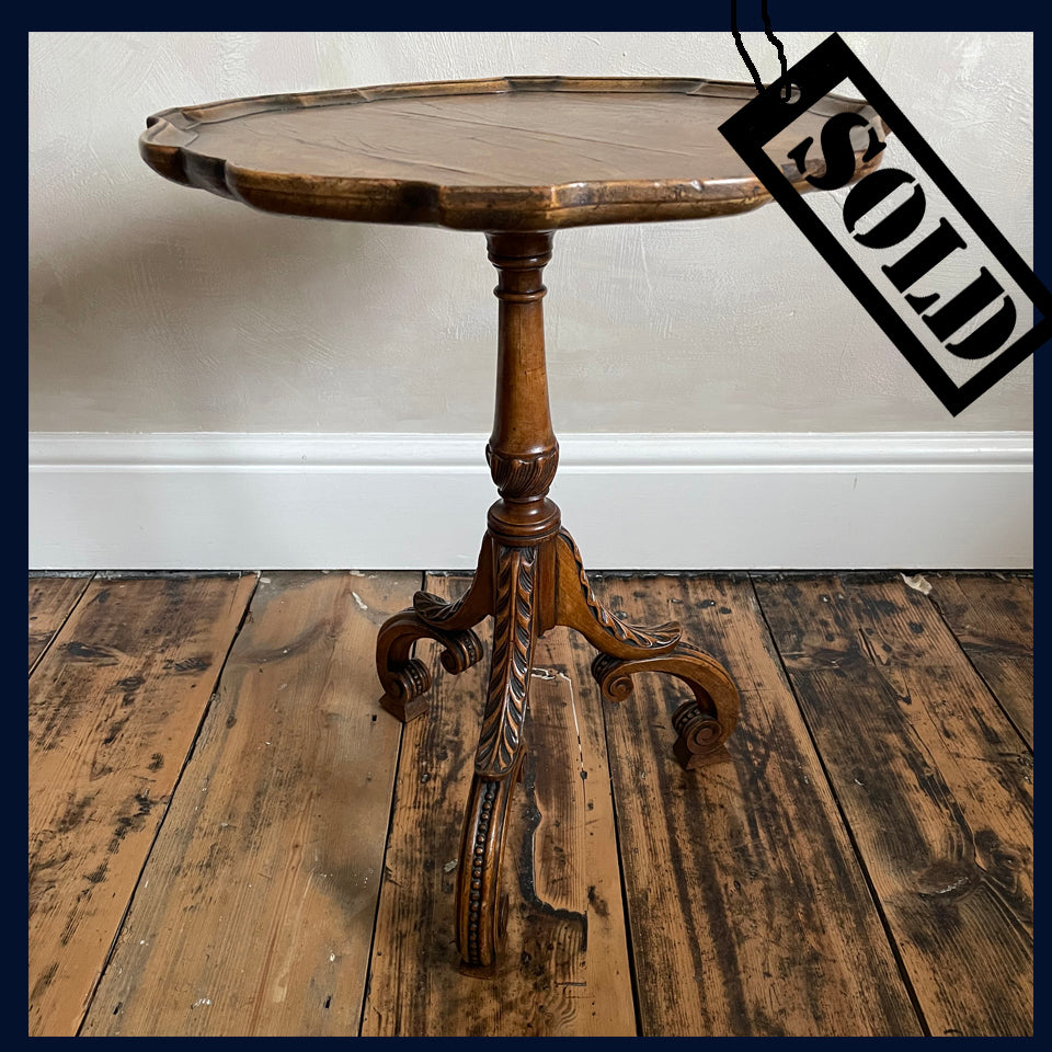 SOLD Wonderland Furniture Collection: Victorian Hand-Carved Tripod Wine Table