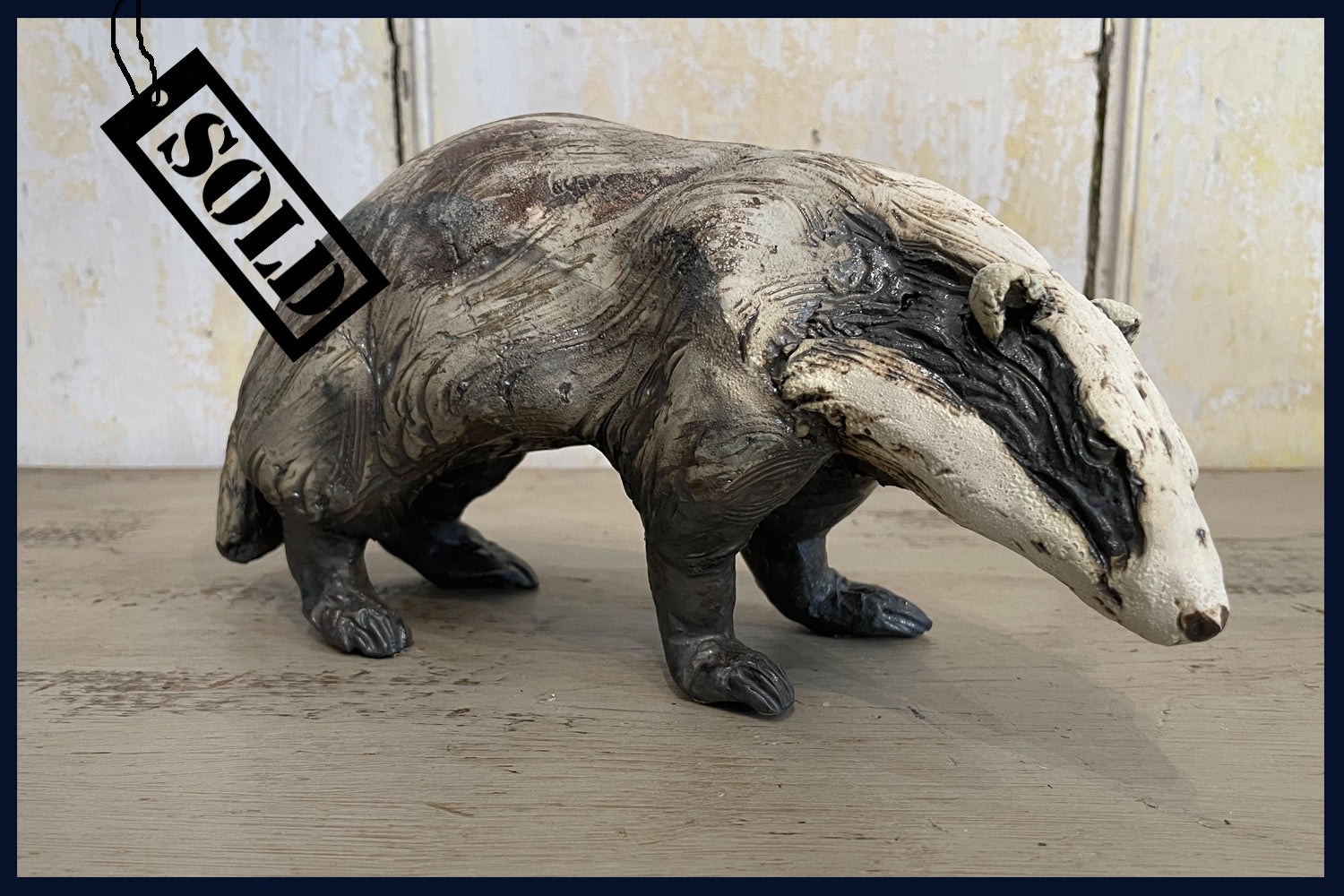 SOLD - Badger: Ceramic Sculpture by David Cooke