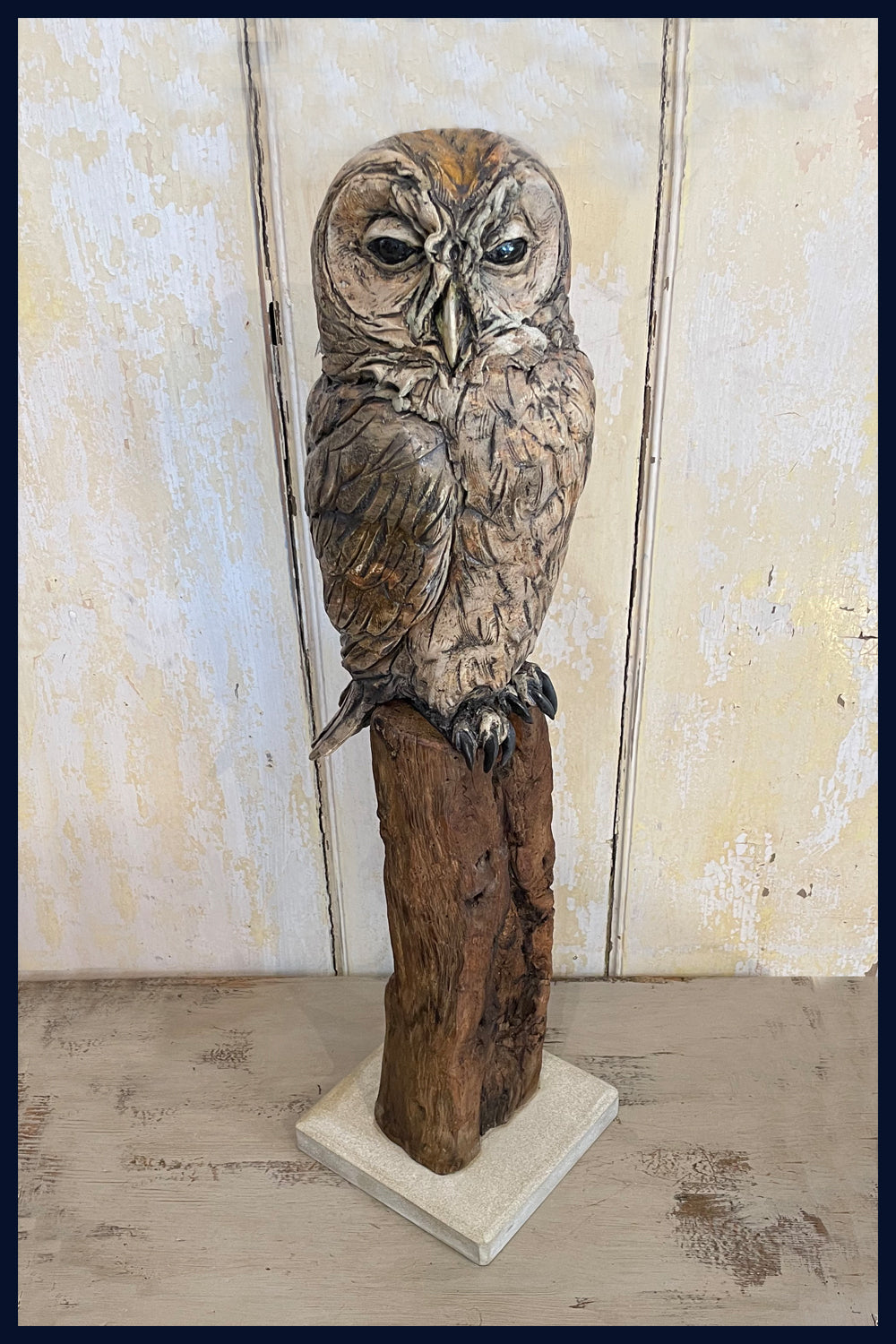 Tawny Owl: Ceramic Sculpture by David Cooke