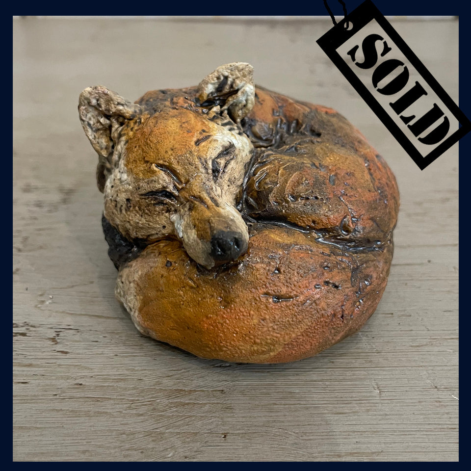 SOLD - Sleeping Fox: Ceramic Sculpture by David Cooke