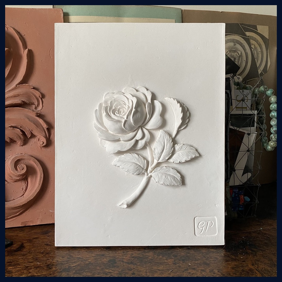 Flower Set: Plaster Panel Art by Geoffrey Preston