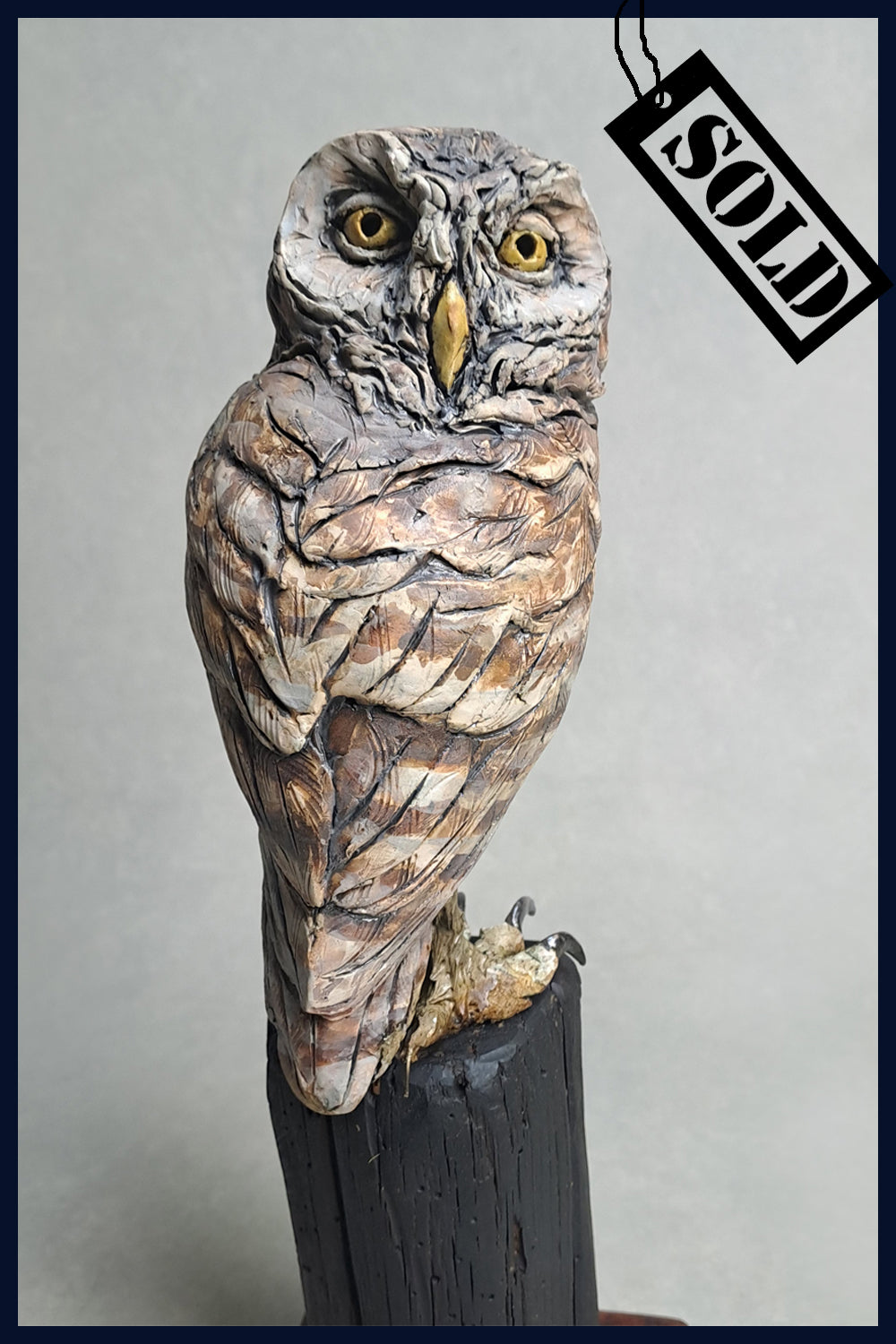 SOLD Little Owl: Ceramic Sculpture by David Cooke