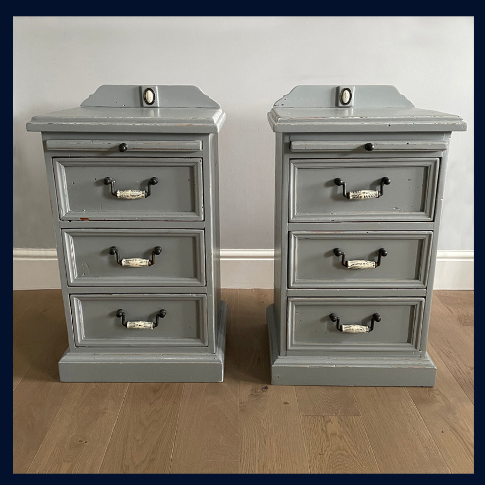 Wonderland Collection: Pair of Painted Pine Chest of Drawers/Bedside Cabinets