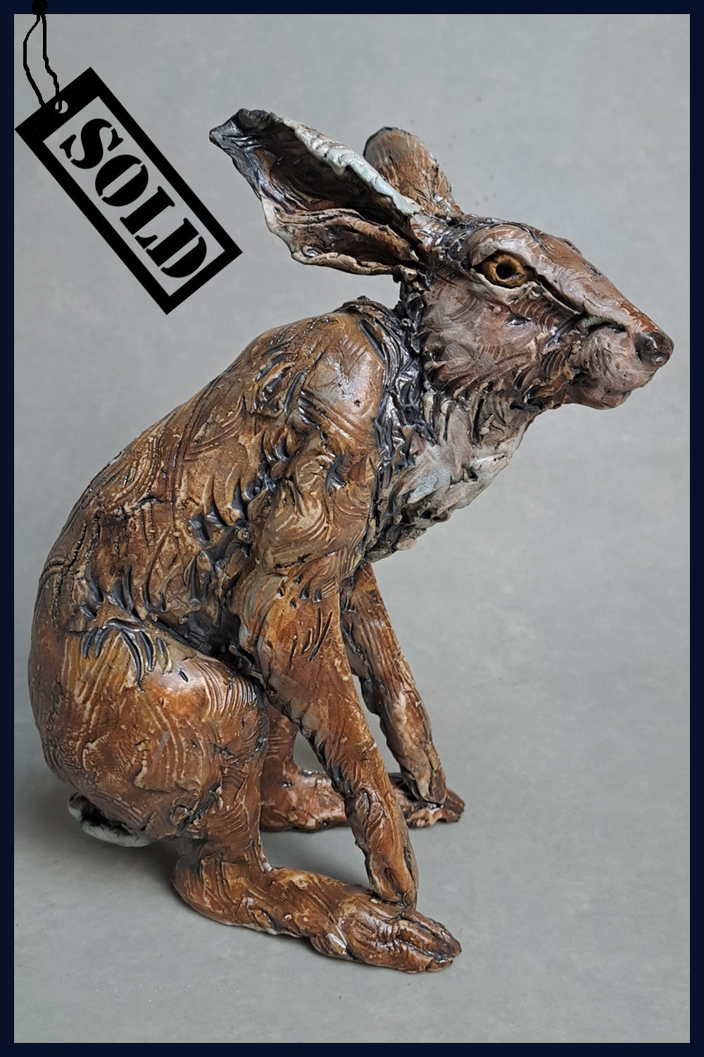SOLD Small Hare no.2: Ceramic Sculpture by David Cooke